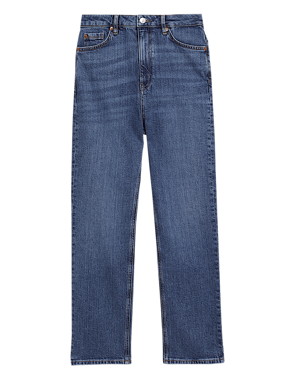 Cotton Blend Straight Leg Ankle Grazer Jeans