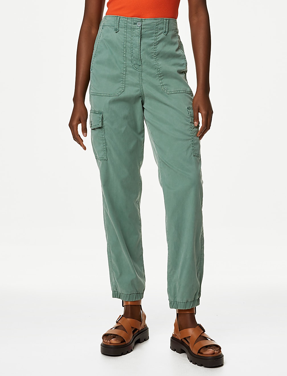 Lyocell Rich Cargo Tea Dyed Trousers