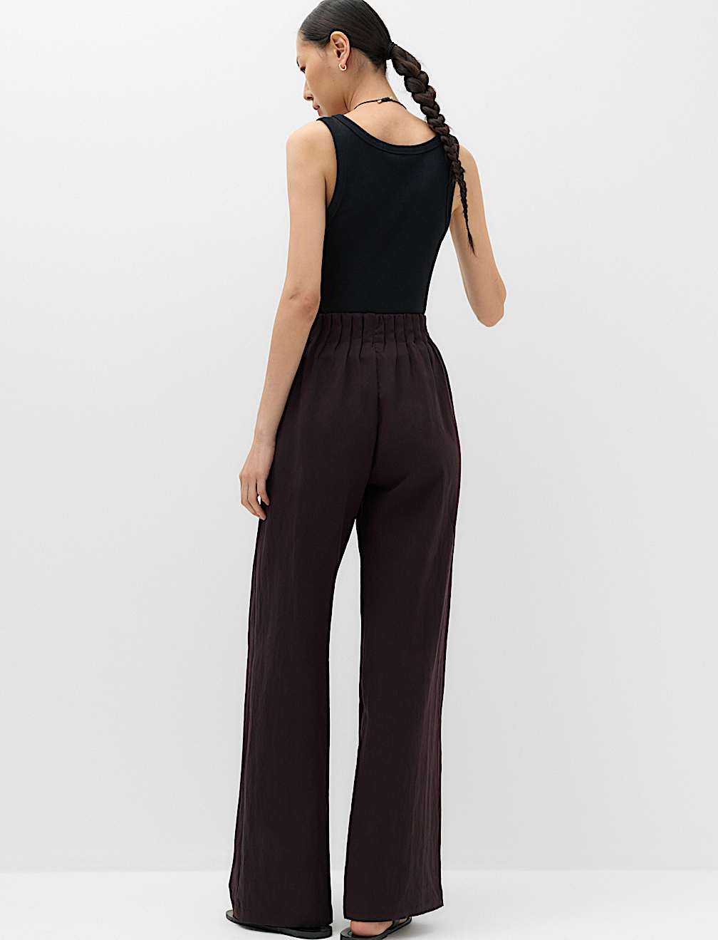 Lyocell Rich Elasticated Waist Wide Leg Trousers