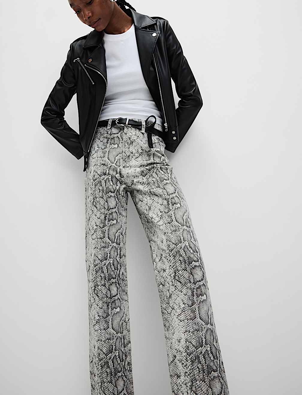 High Waisted Animal Straight Leg Jeans