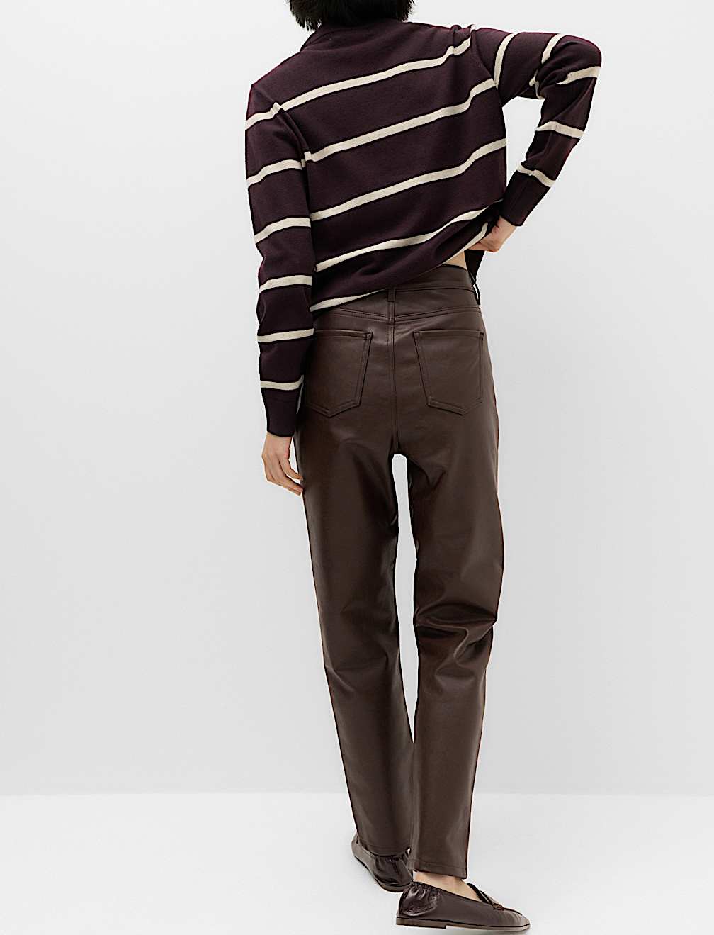 Faux Leather Straight Leg Trousers