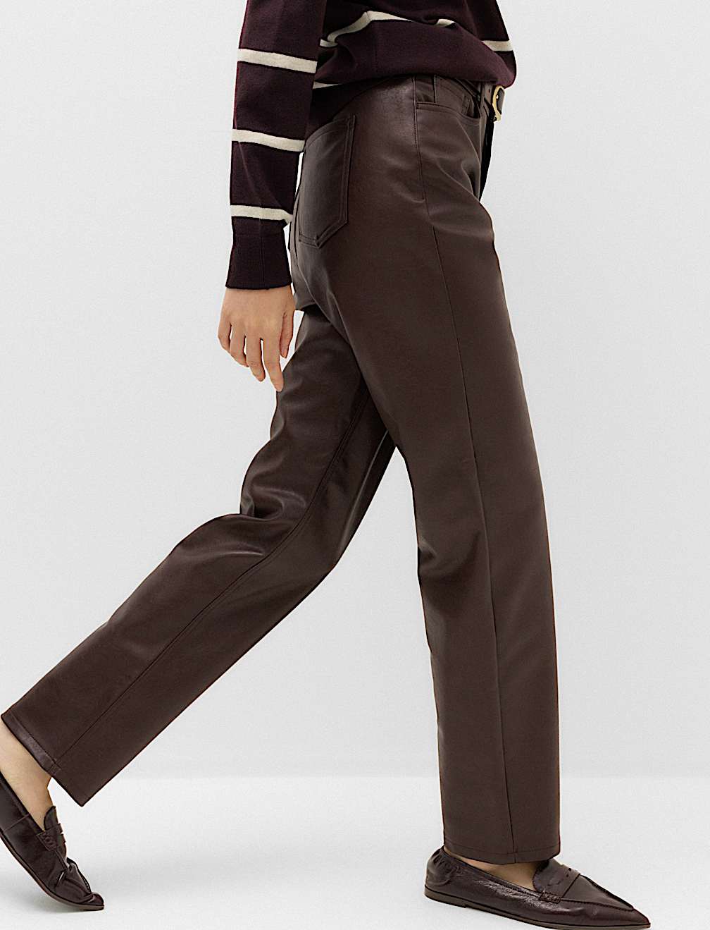 Faux Leather Straight Leg Trousers