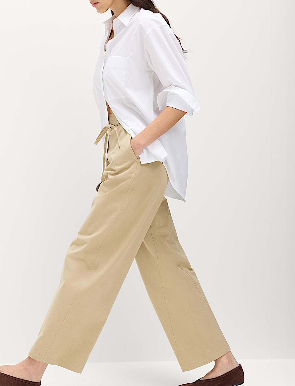 Pure Cotton Barrel Leg Trousers