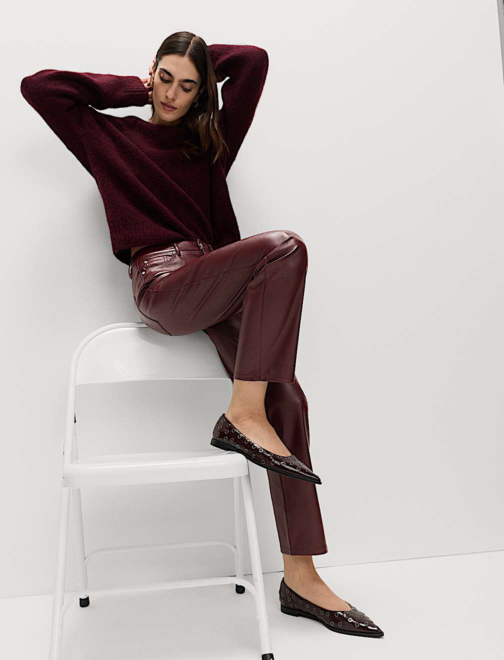 Faux Leather Straight Leg Trousers