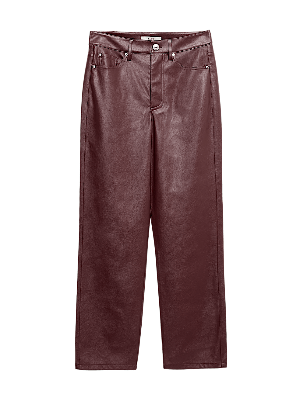 Faux Leather Straight Leg Trousers