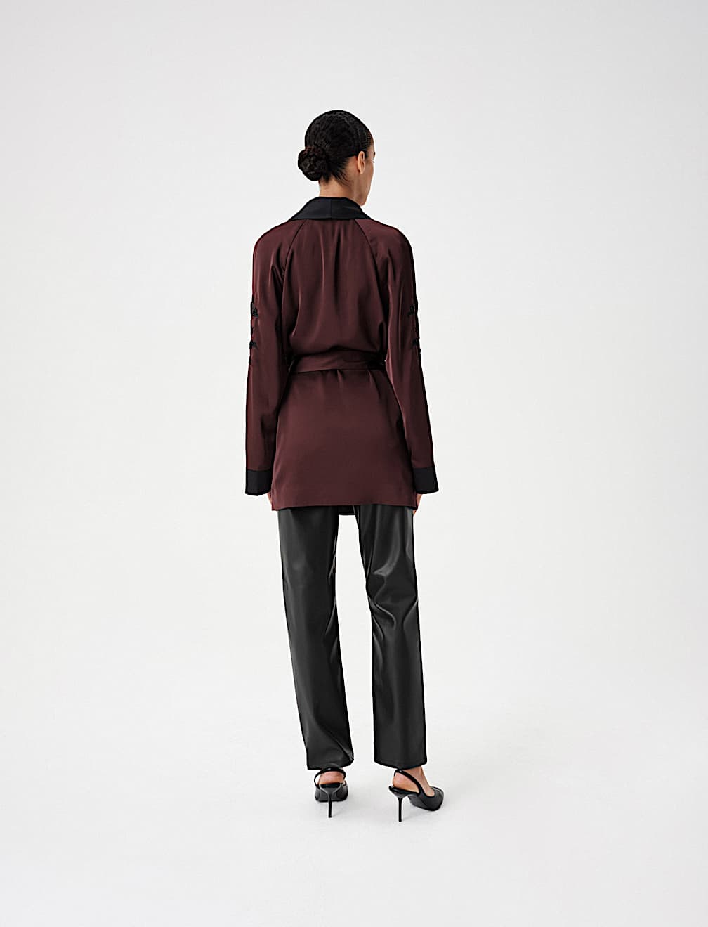 Faux Leather Straight Leg Trousers