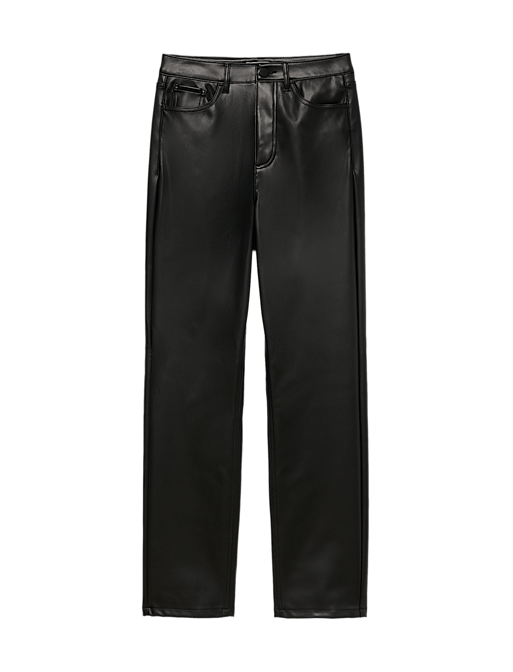 Faux Leather Straight Leg Trousers