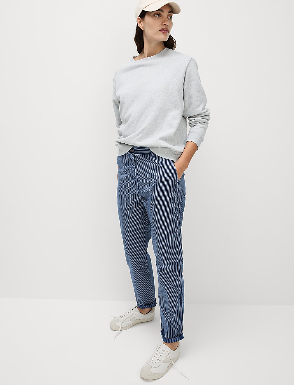 Cotton Rich Striped Slim Fit Chinos