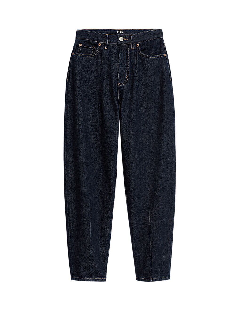 Mid Rise Dart Detail Barrel Jeans