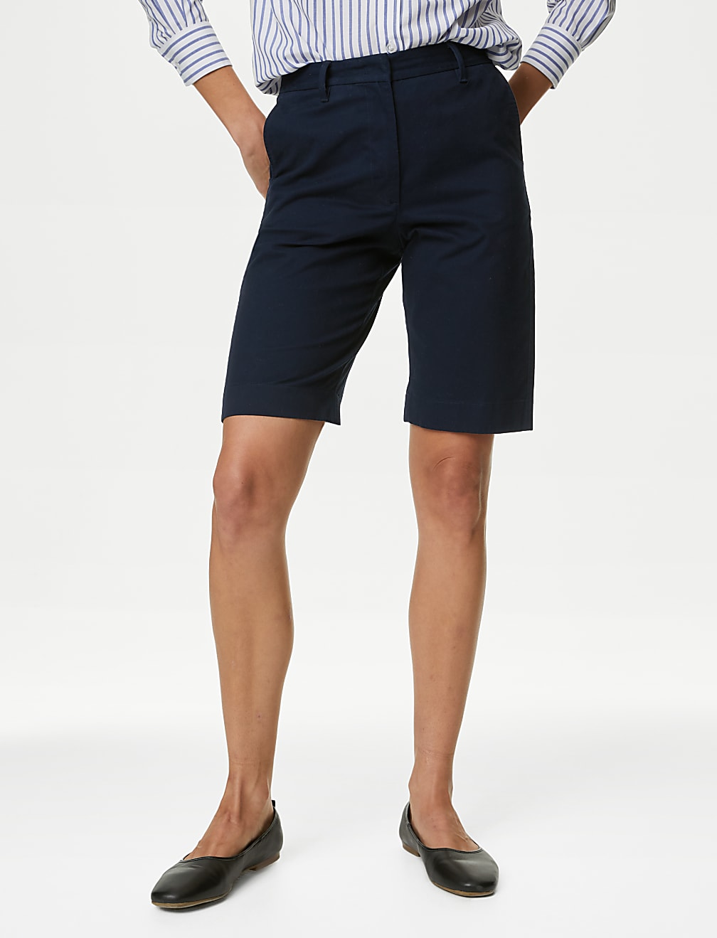 Cotton Rich High Waisted Chino Shorts