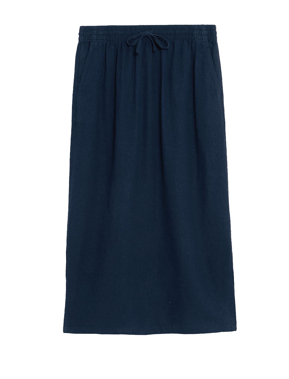 Linen Blend Midi Skirt