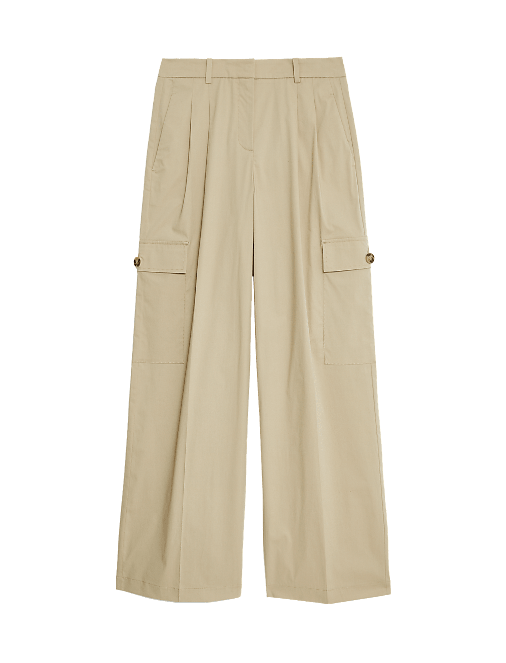 Cotton Rich Cargo High Waisted Trousers