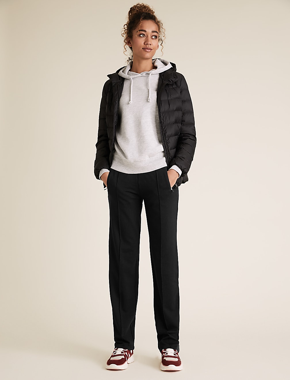 Cotton Straight Leg Ankle Grazer Joggers