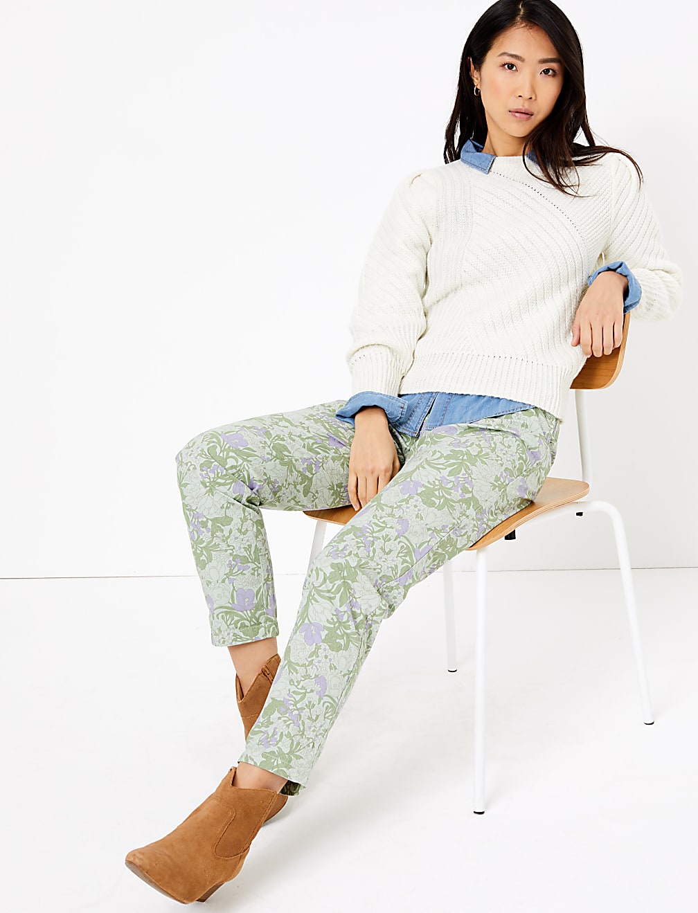 Pure Cotton Ankle Grazer Chinos