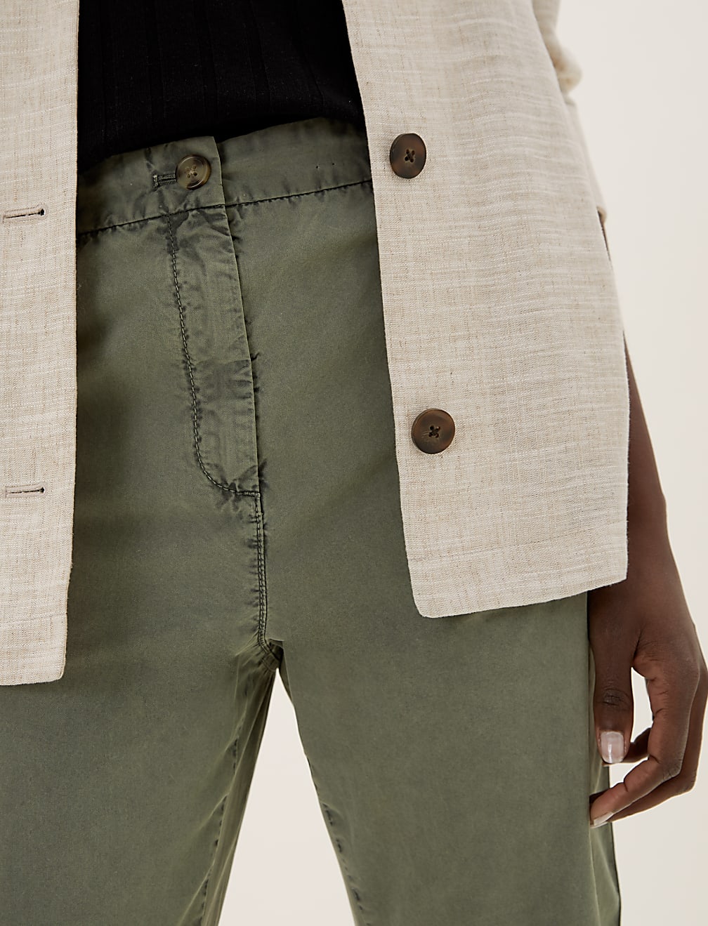 Pure Cotton Tapered Ankle Grazer Chinos