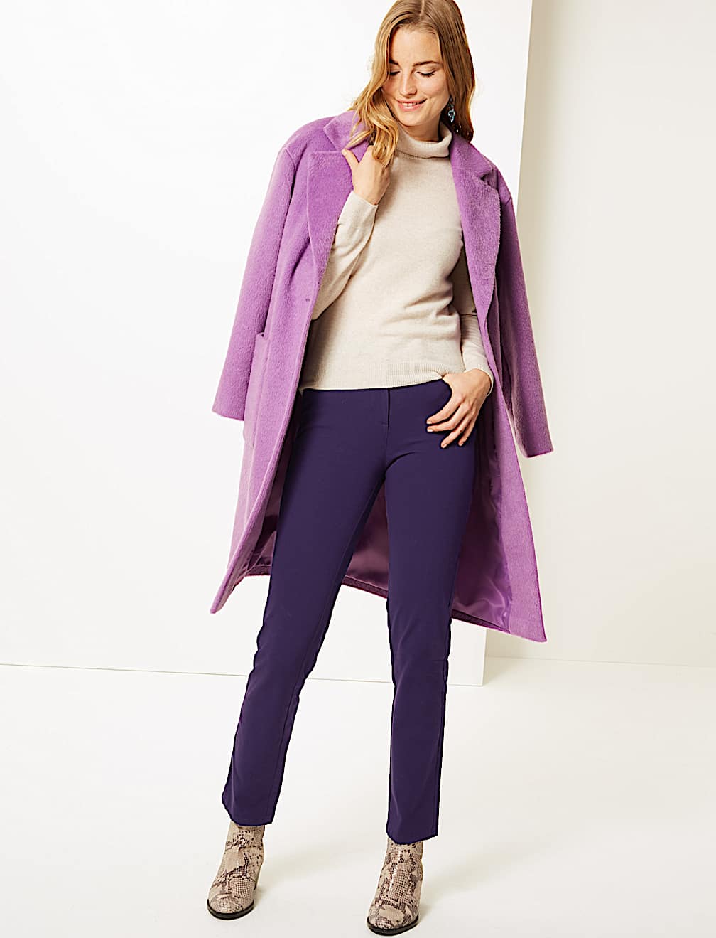 Cotton Rich Stretch Straight Leg Trousers