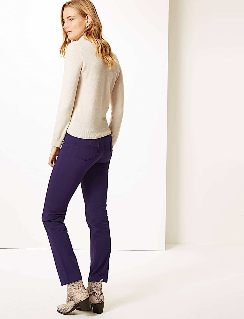 Cotton Rich Stretch Straight Leg Trousers