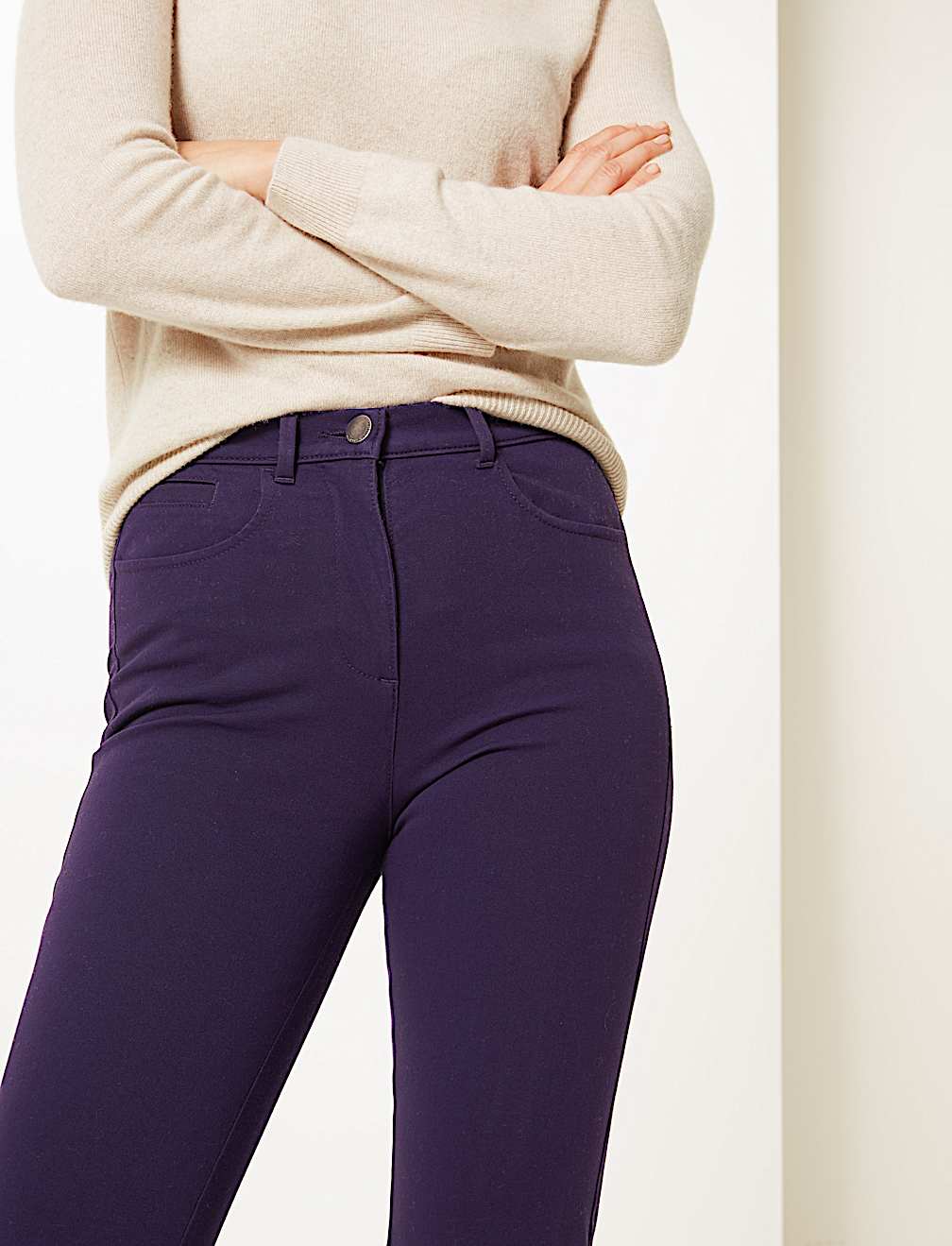 Cotton Rich Stretch Straight Leg Trousers