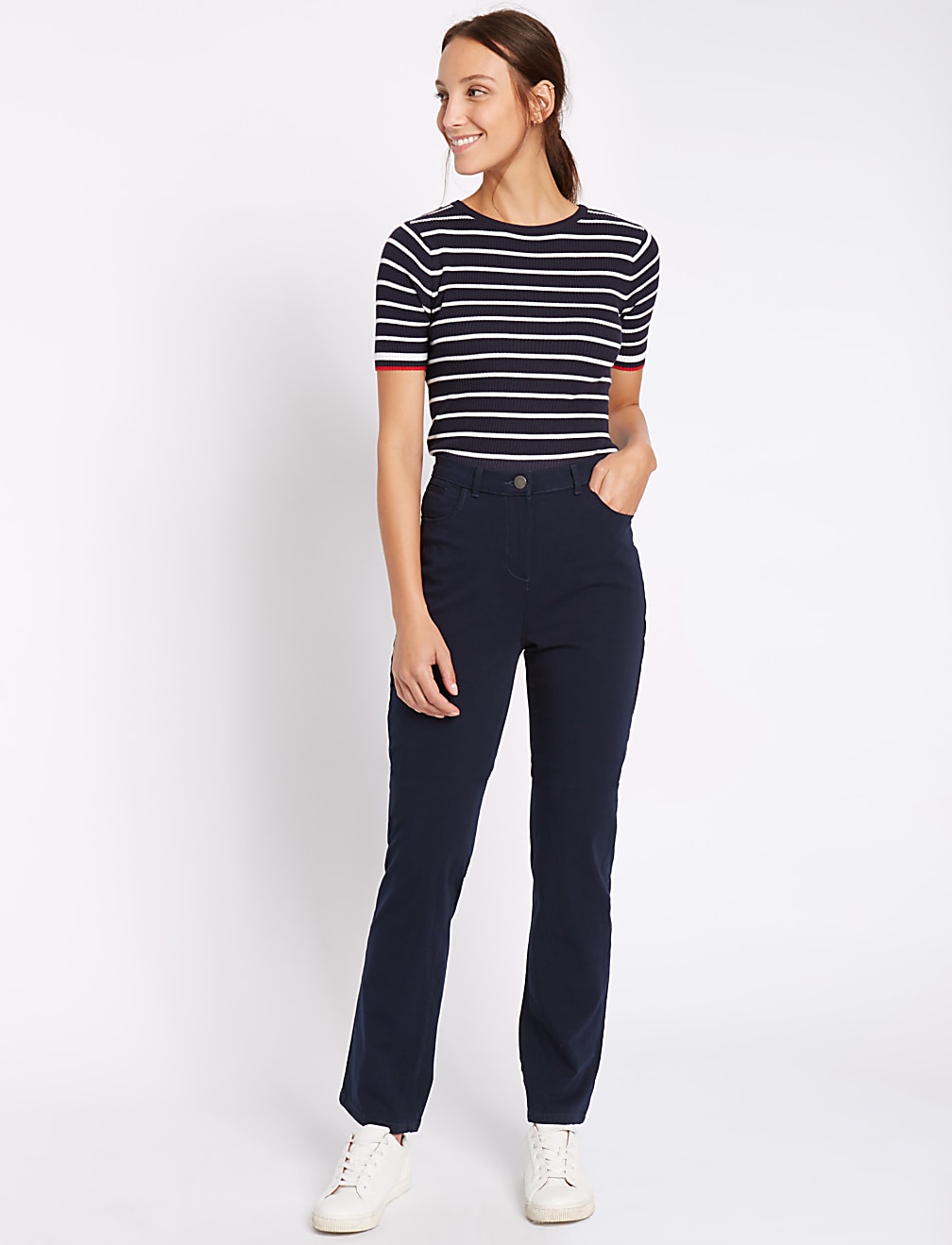 Cotton Rich Stretch Straight Leg Trousers