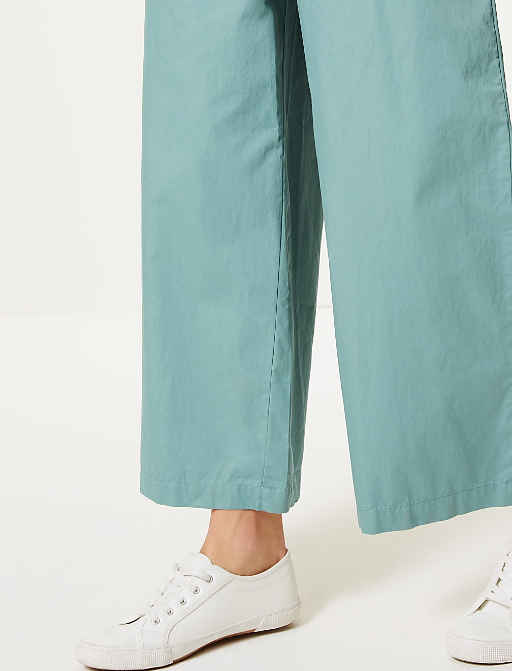 Pure Cotton Wide Leg Ankle Grazer Trousers