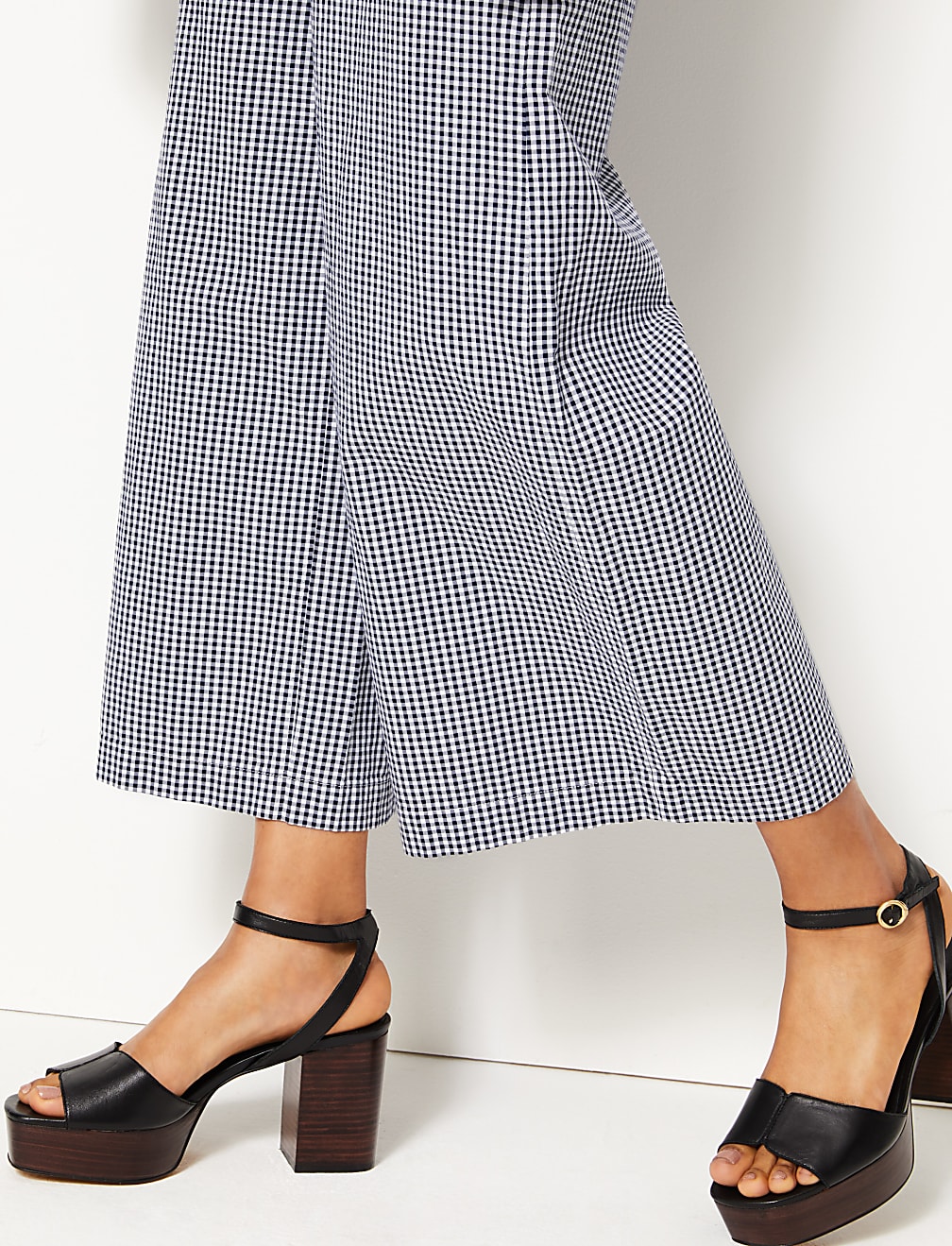Pure Cotton Checked Cropped Culottes