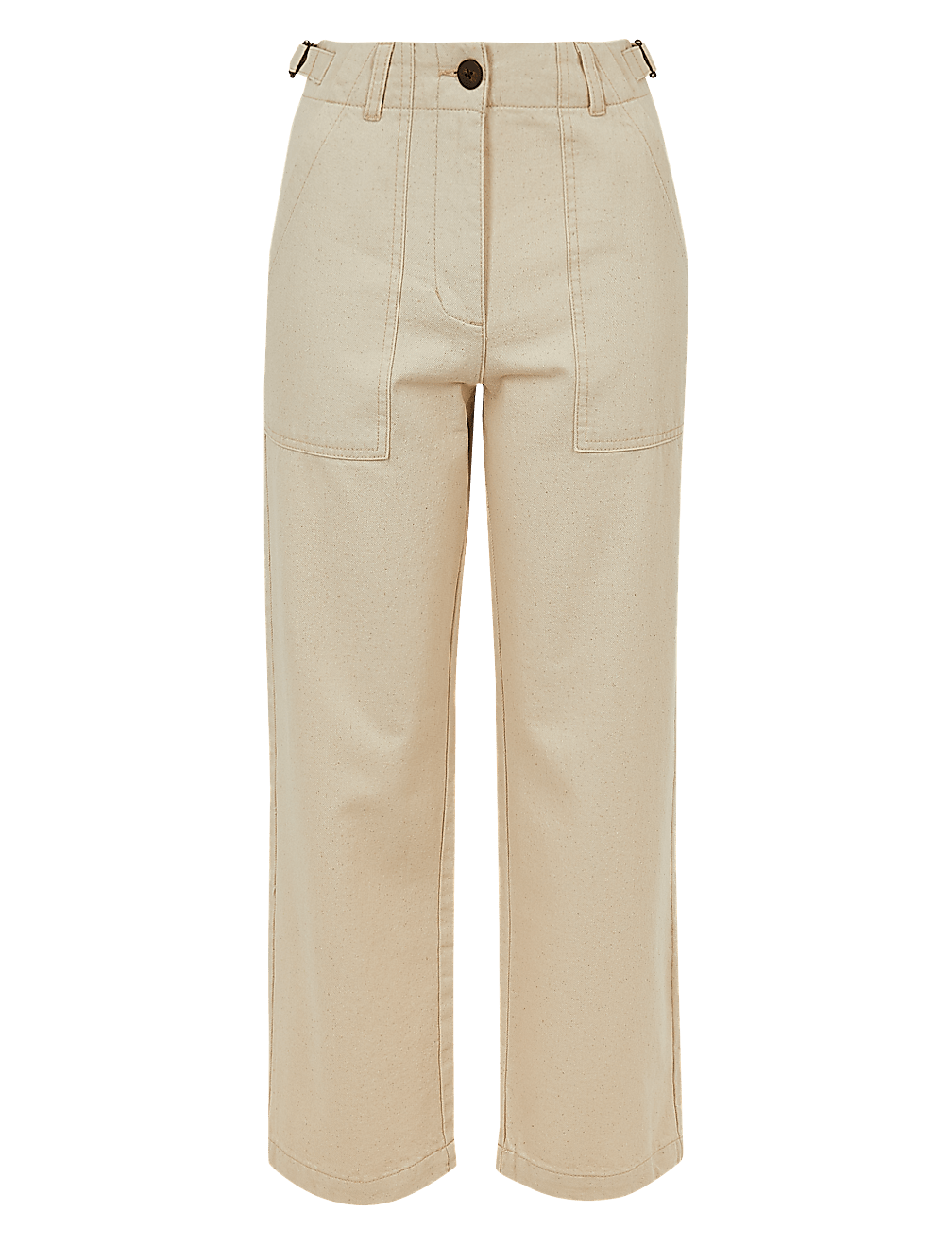 Pure Cotton Wide Leg Cropped Trousers
