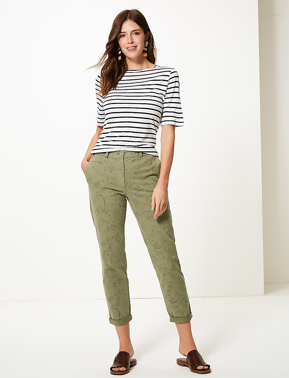 Floral Print Tapered Leg Chinos