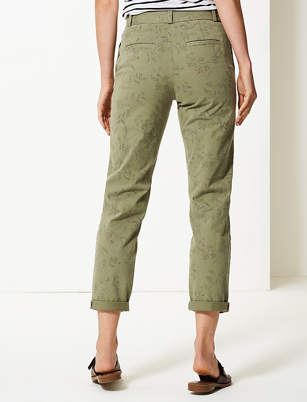 Floral Print Tapered Leg Chinos