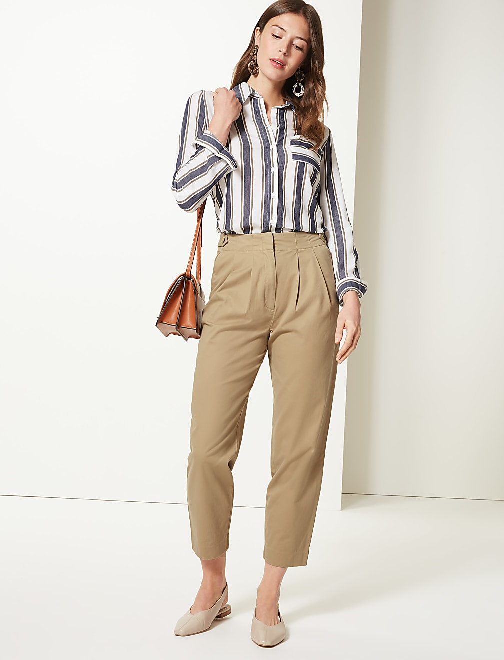 Cotton Rich Ankle Grazer Peg Trousers
