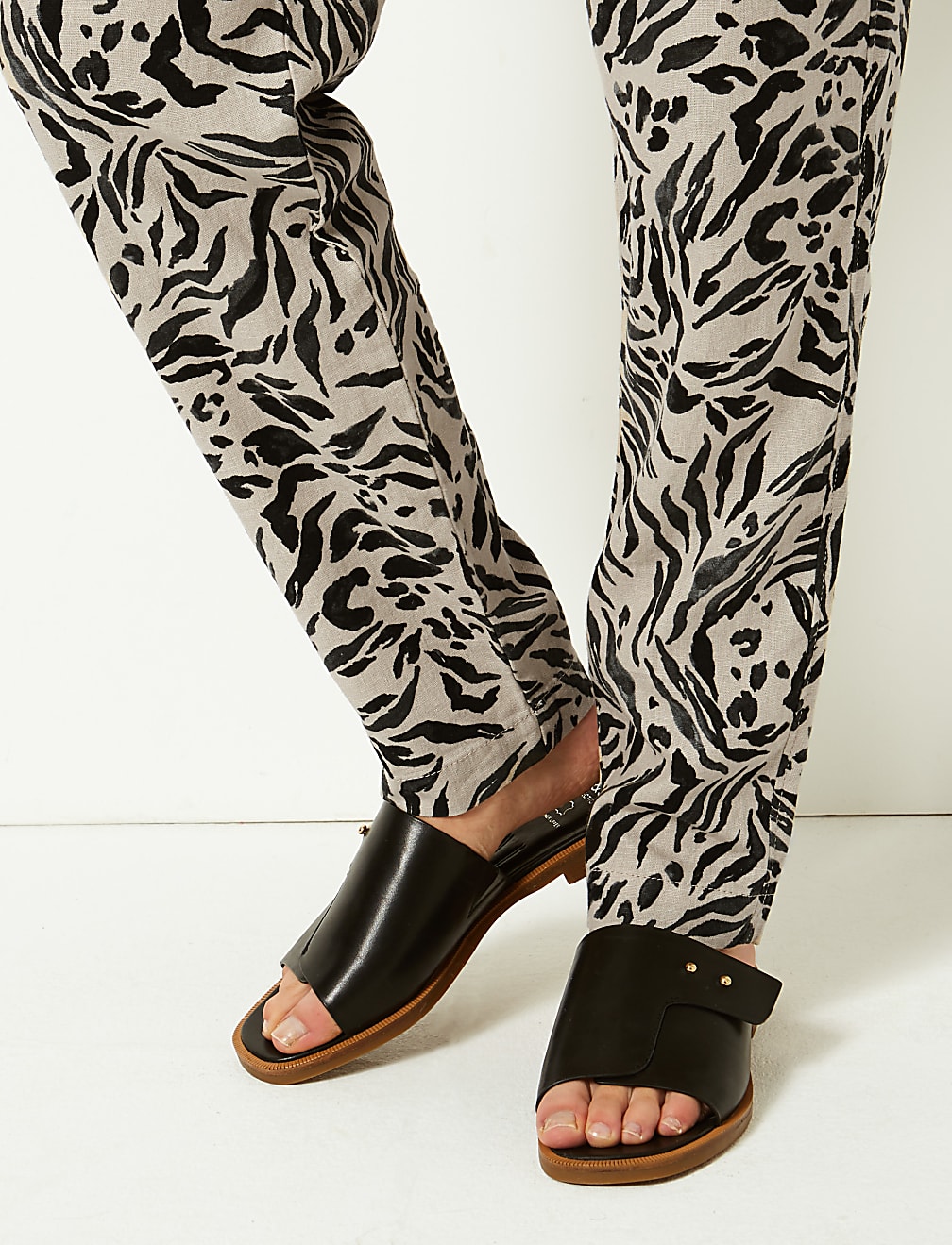 Linen Rich Animal Print Peg Trousers