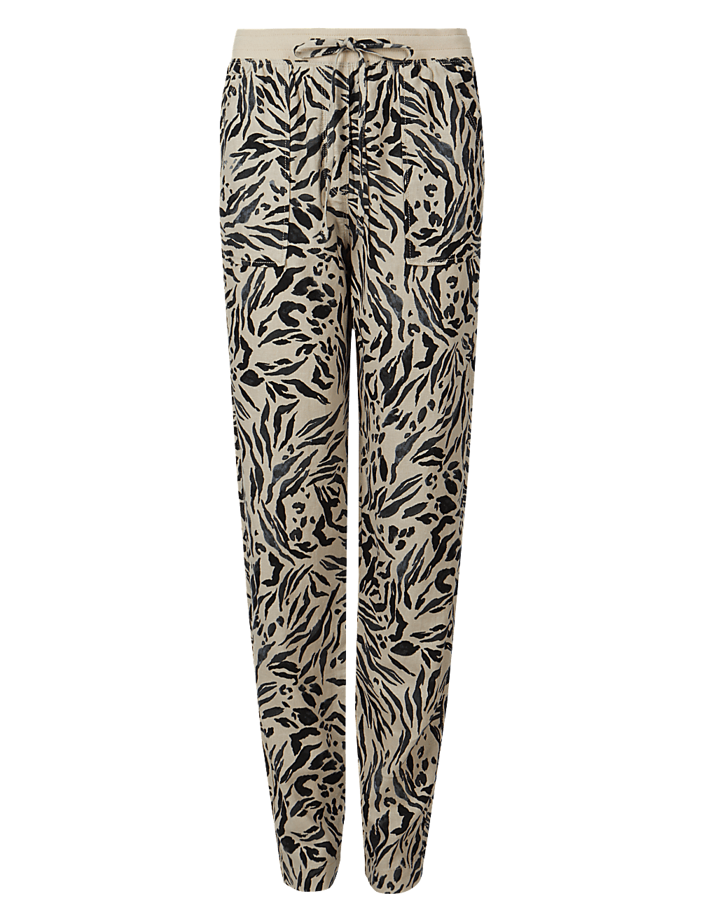 Linen Rich Animal Print Peg Trousers