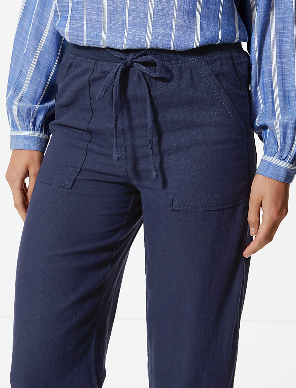 Linen Rich Wide Leg Trousers