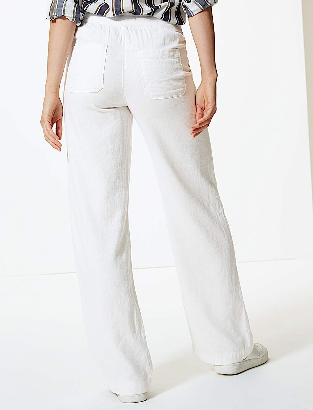 Linen Rich Wide Leg Trousers