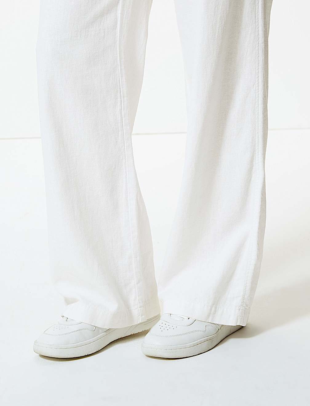 Linen Rich Wide Leg Trousers