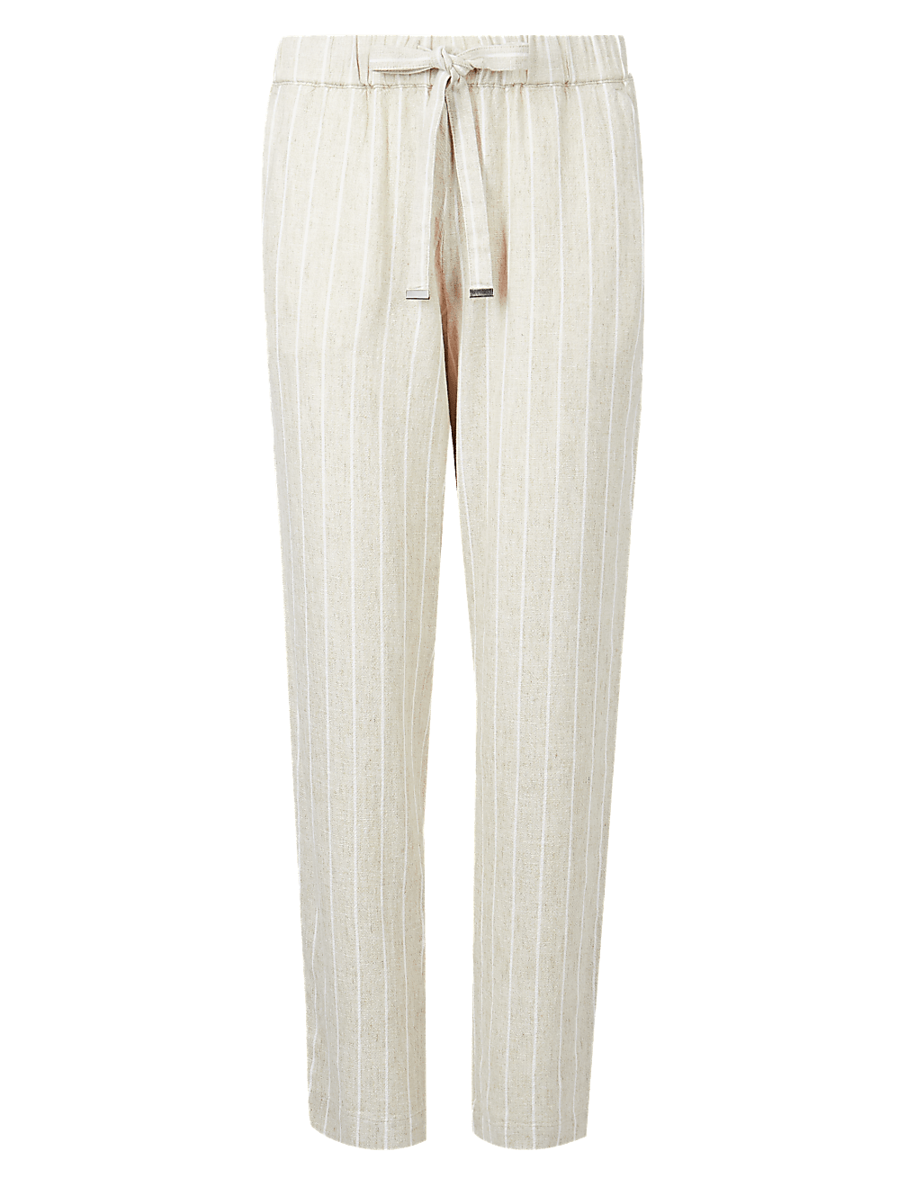 Linen Rich Striped Tapered Leg Peg Trousers