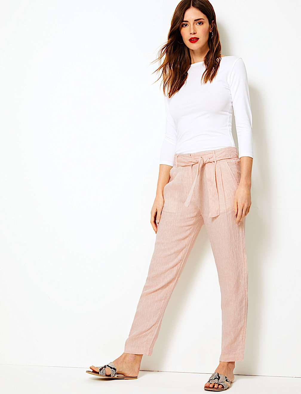Pure Linen Ankle Grazer Peg Trousers