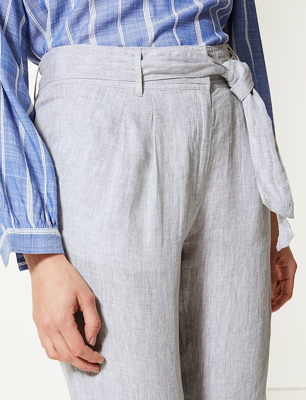Pure Linen Ankle Grazer Peg Trousers