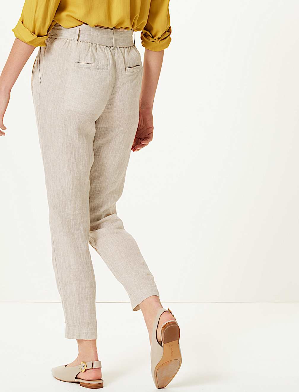 Pure Linen Ankle Grazer Peg Trousers
