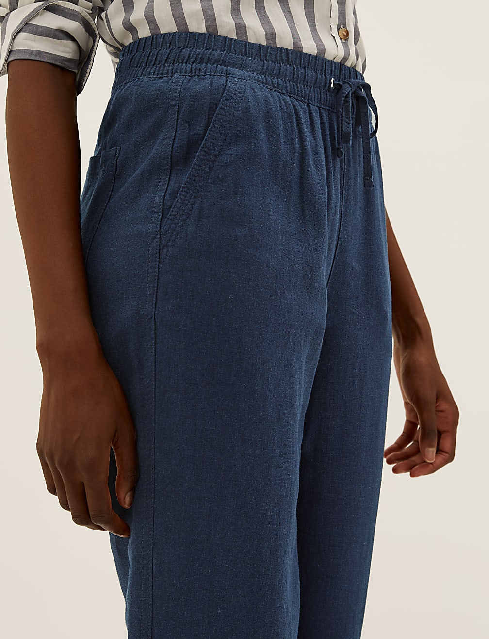 Linen Rich Tapered Ankle Grazer Trousers