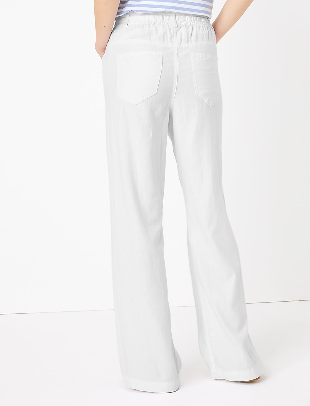 Marks and spencer ladies linen trousers sales