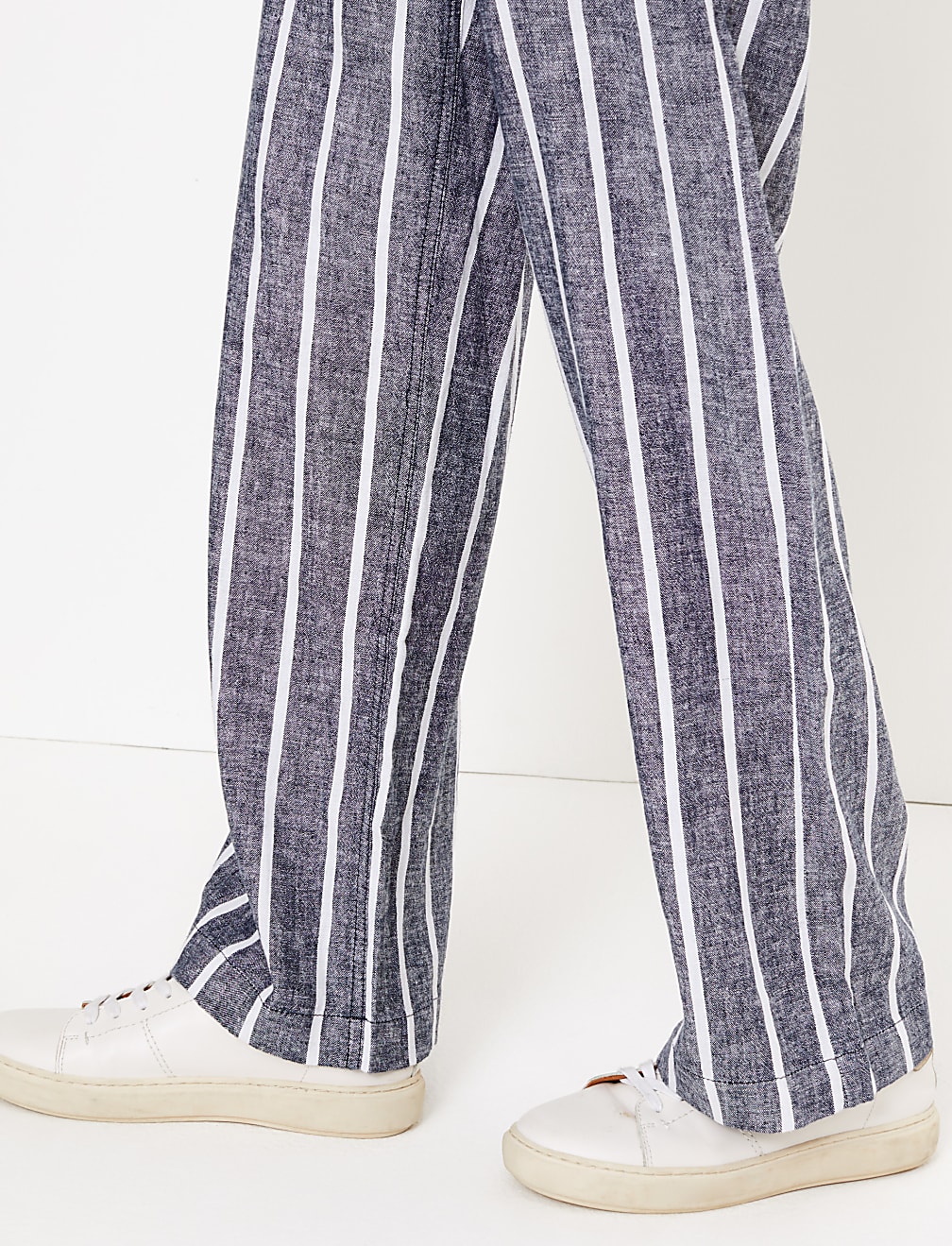 Linen Drawstring Wide Leg Trousers