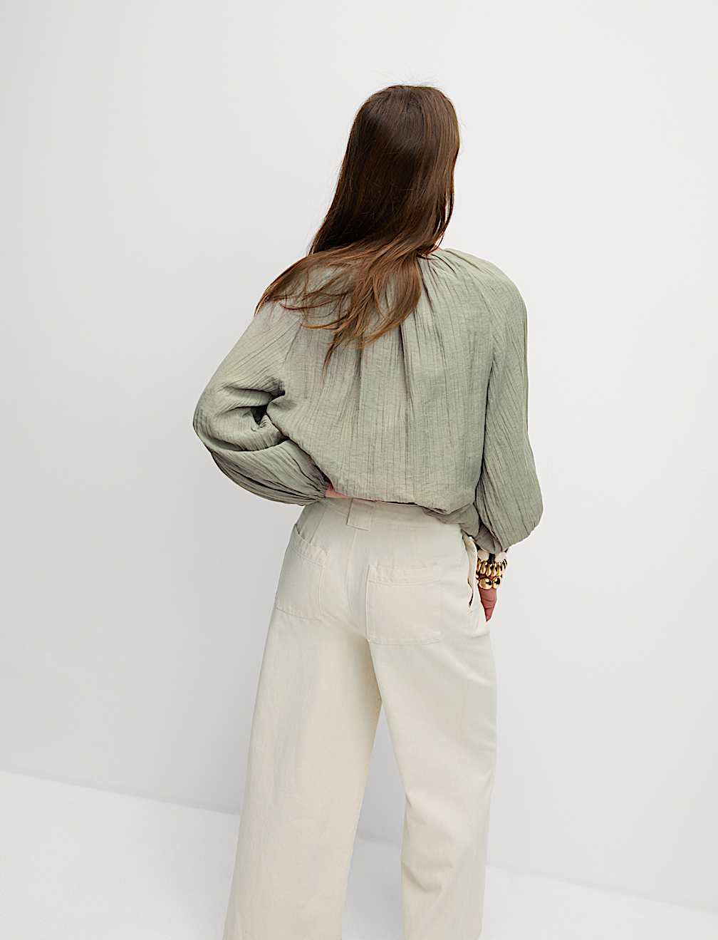 High Waisted Tailored Wide Leg Jeans