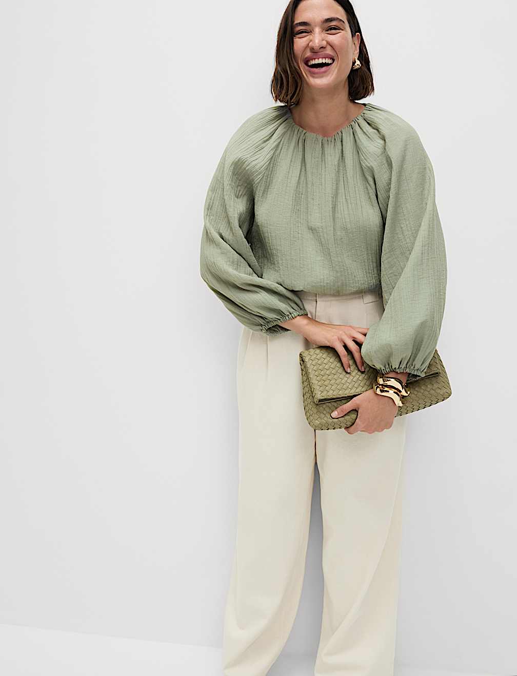 High Waisted Tailored Wide Leg Jeans