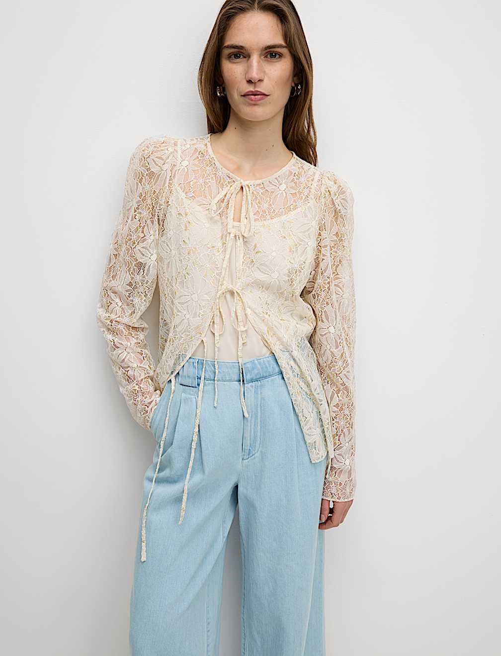 High Waisted Tailored Wide Leg Jeans