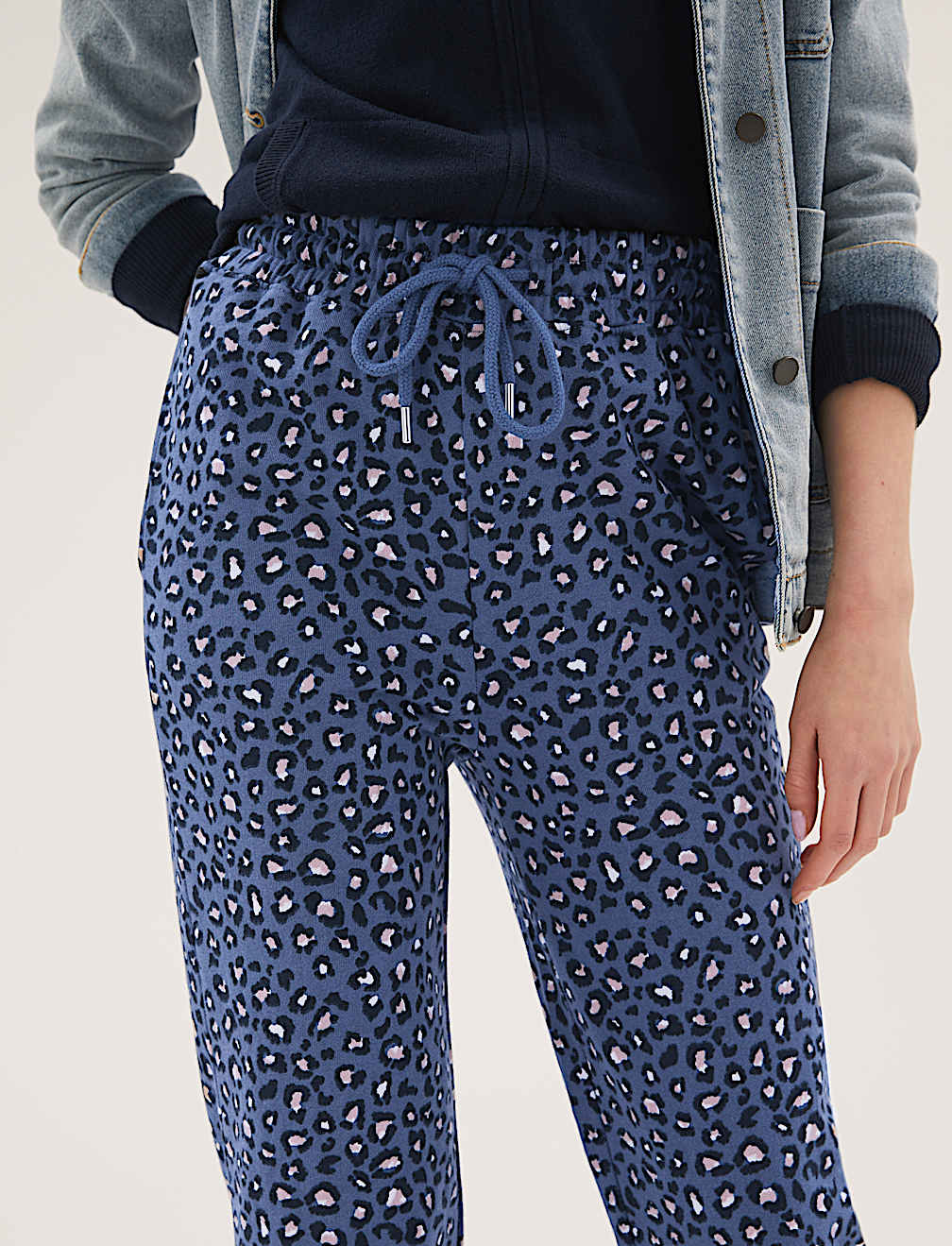 Pure Cotton Animal Print Tapered Joggers
