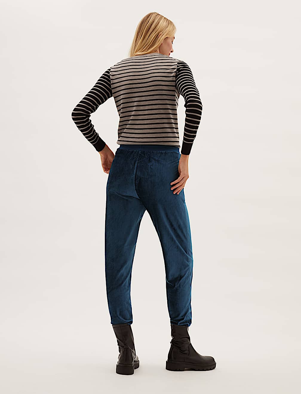 Velour Tapered Ankle Grazer Joggers