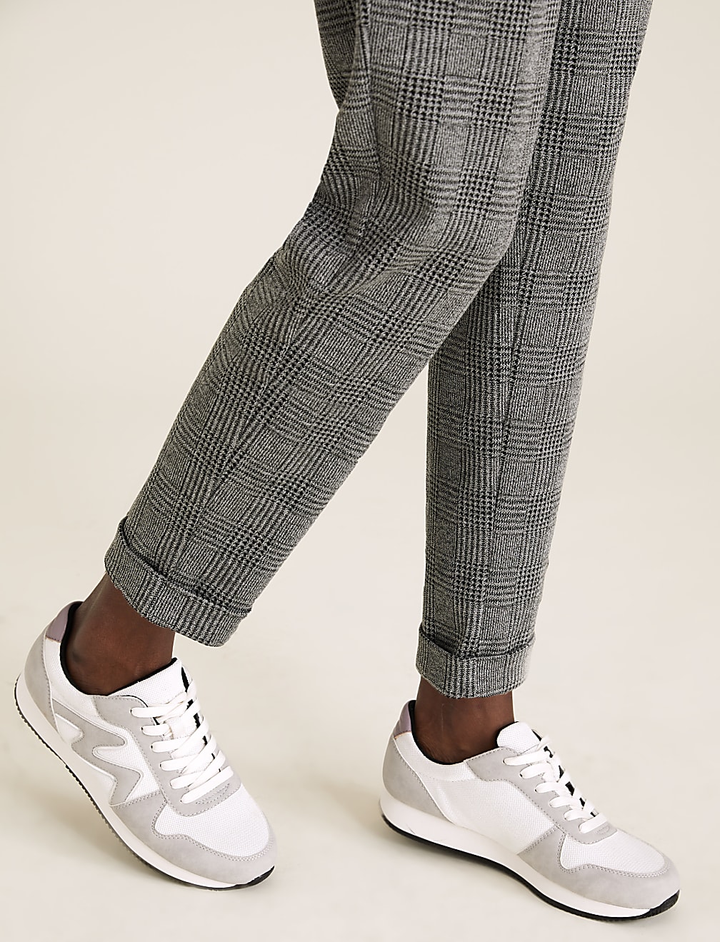 Checked Belted Ankle Grazer Trousers