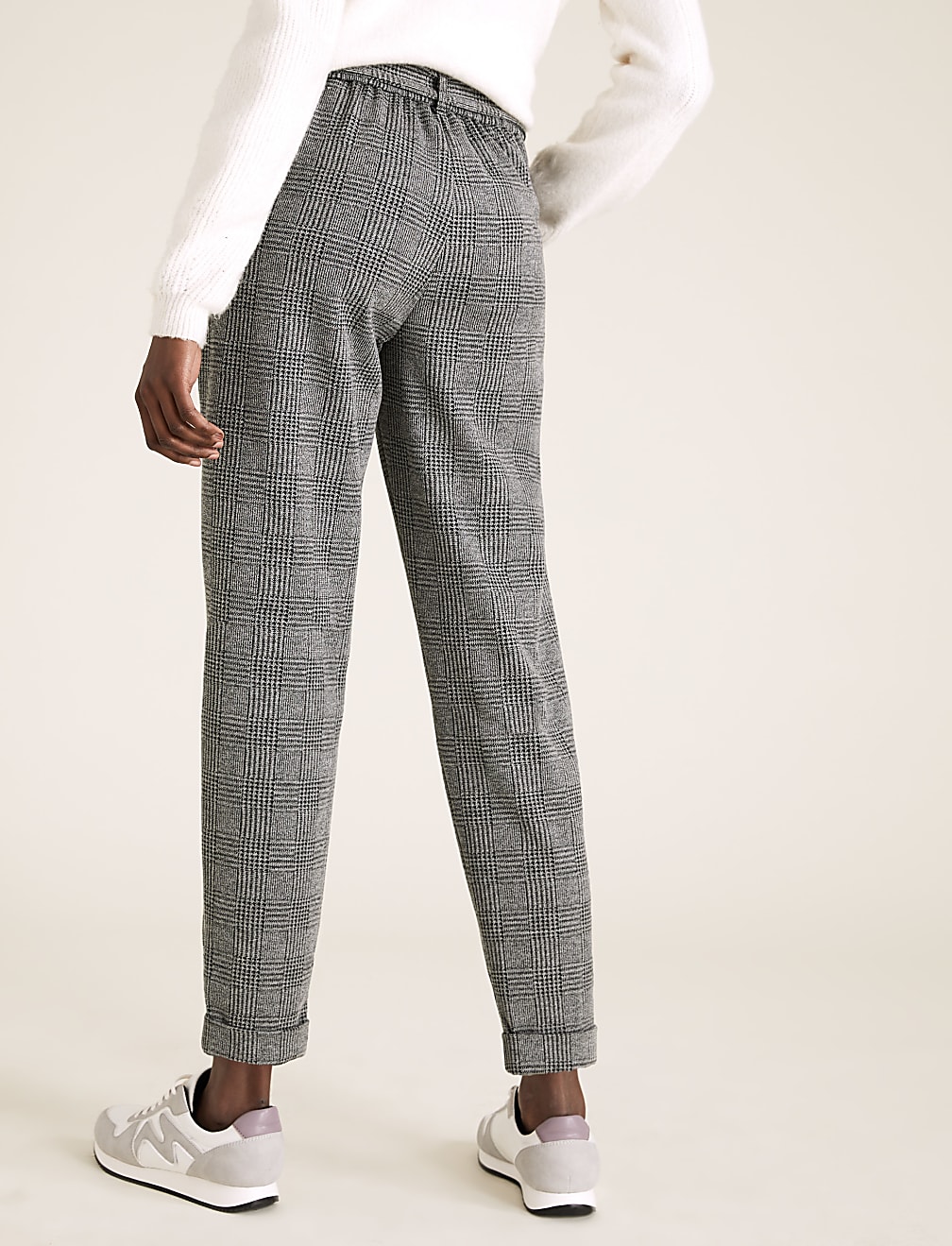 Checked Belted Ankle Grazer Trousers