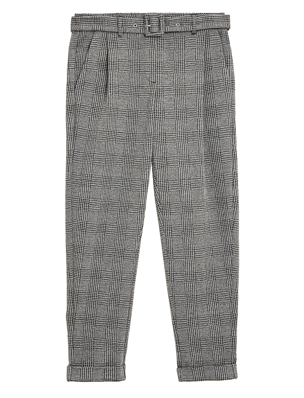 Checked Belted Ankle Grazer Trousers