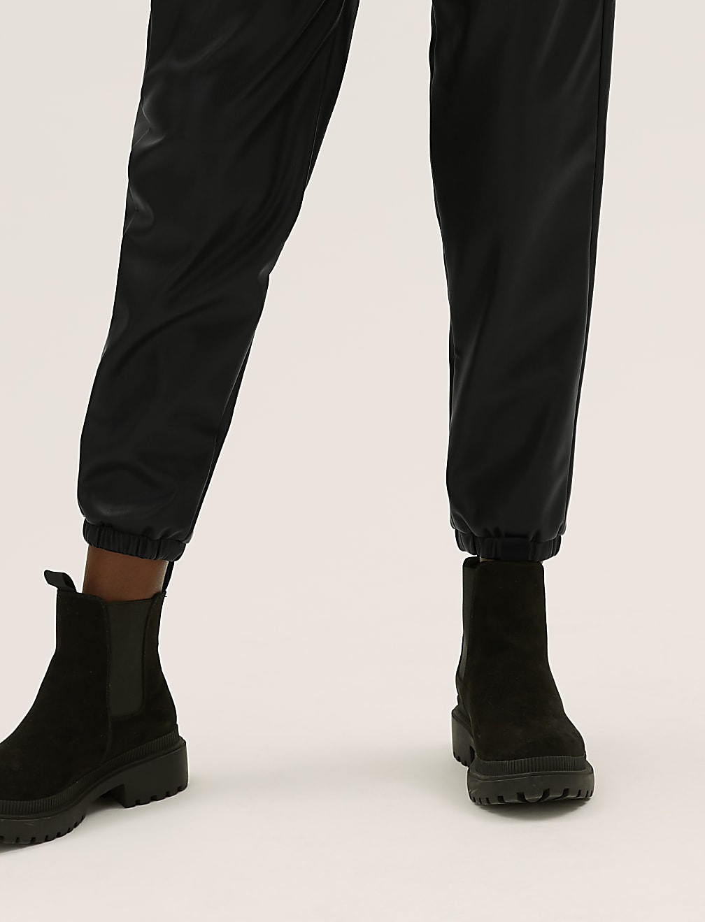 Leather Look Tapered Joggers